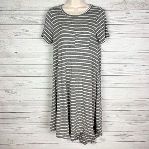Lularoe Gray Striped Carly Ribbed Dress